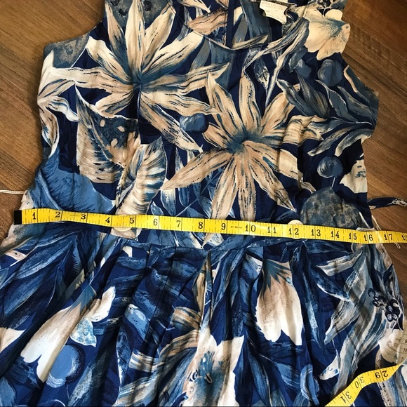 Vintage TALL GIRL jumpsuit one piece tropical floral extra wide flowy legs - Picture 12 of 16